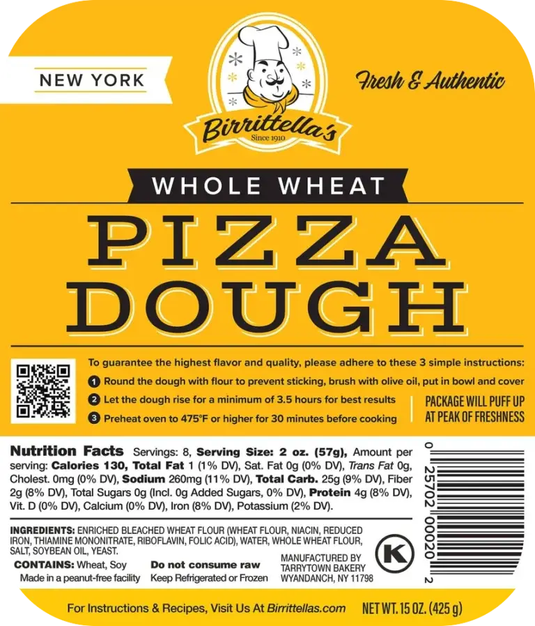 Birrittella's Whole Wheat pizza dough package
